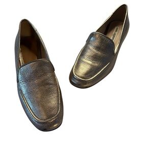 Karl Lagerfeld Brynn Gunmetal Metallic Tumble Womens Slip On Loafers Size 7.5